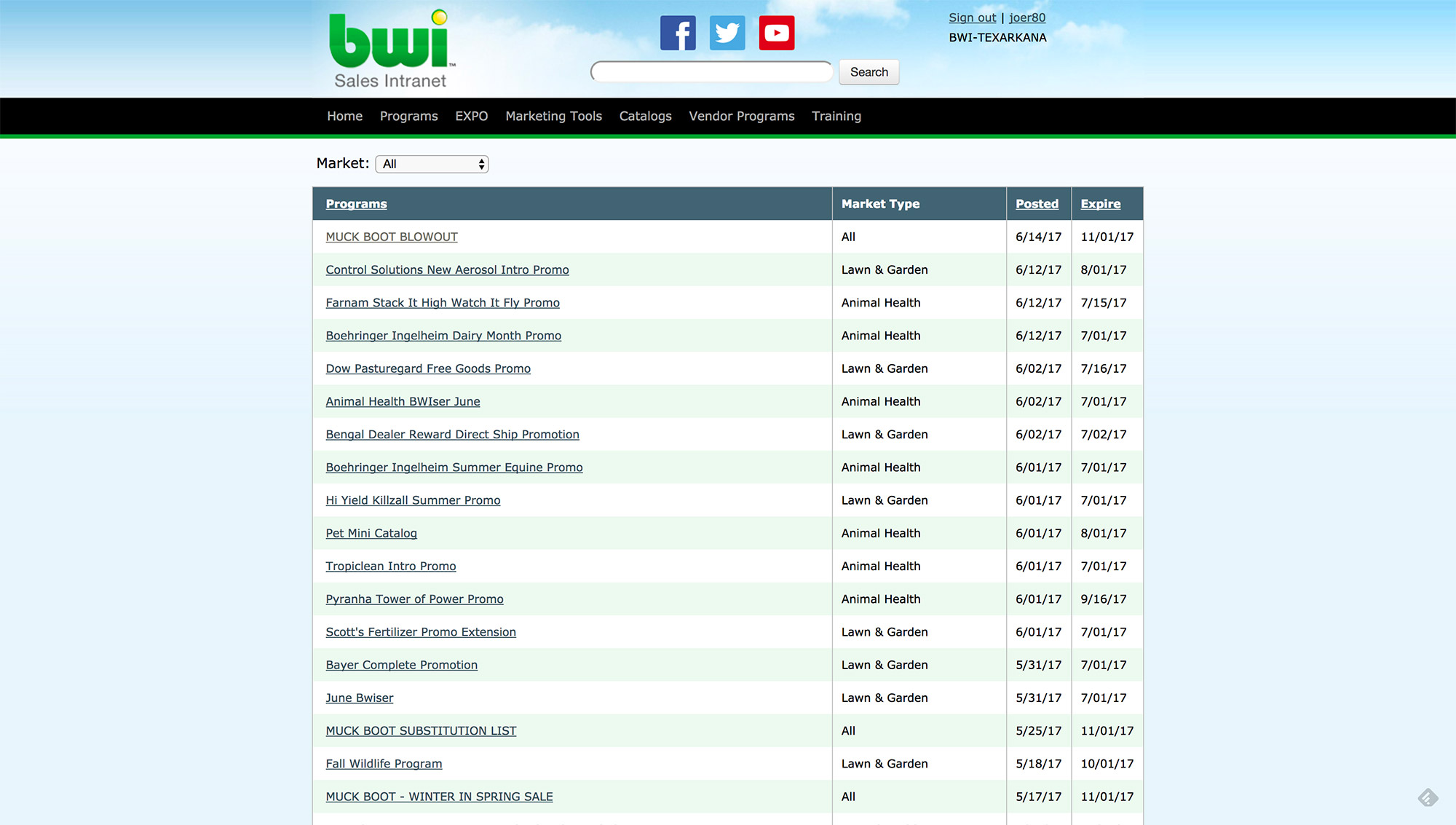 BWI Sales Intranet