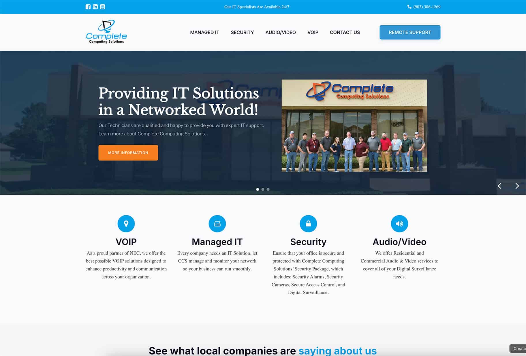 Screenshot of the Complete Computing Solutions website