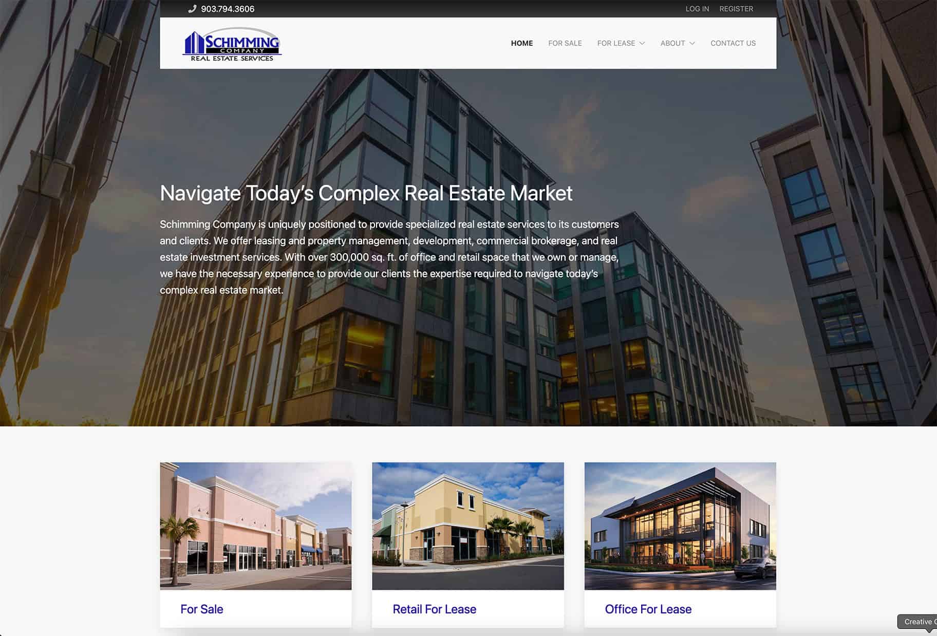 Screenshot of the Schimming Company website