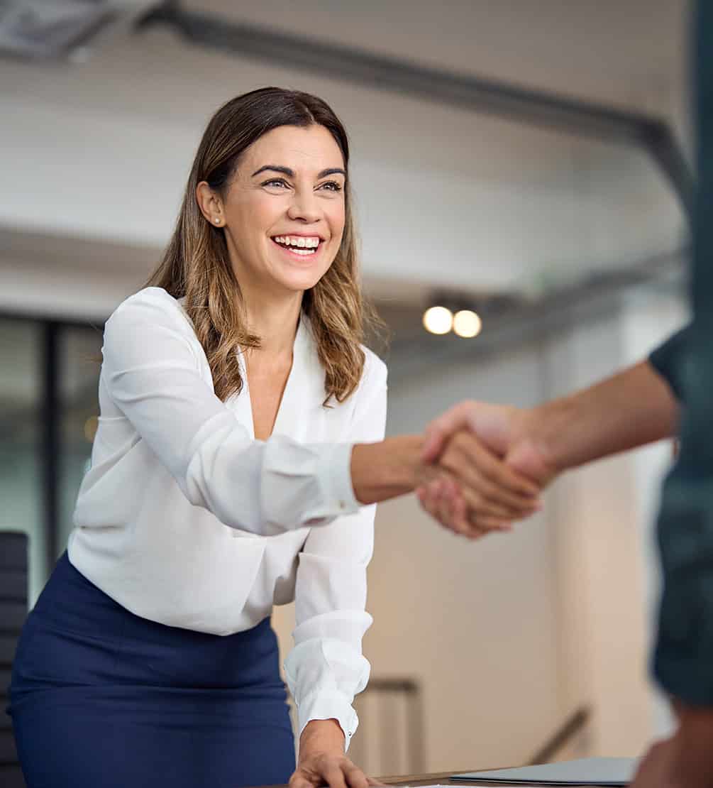 Salesperson greeting a customer